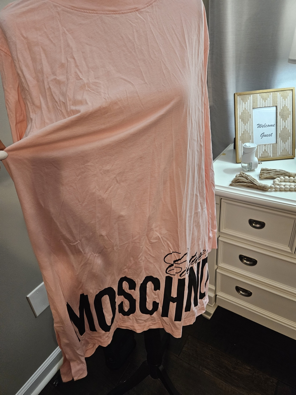 Moschino Pink Logo Long Sleeve Dress